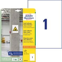Avery Zweckform papirne etikete s super močnim lepilom L7877-20, 210 x 297 mm, 20 etiket/zavitek, A4