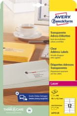 Avery Zweckform transparentne mat etikete L4772-25, 99.1 x 42.3 mm, A4, prozorne