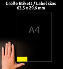 Avery Zweckform zelo odporne etikete L6105-20, 63.5 x 29.6 mm, rumene poliestrske etikete, A4, za tiskanje