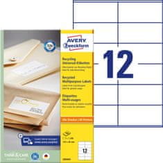 Avery Zweckform univerzalne reciklirane etikete LR3424, 105 x 48 mm, naravno bele