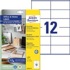Avery Zweckform univerzalne reciklirane etikete LR3424-10, 105 x 48 mm, naravno bele, A4, za tiskanje