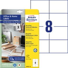 Avery Zweckform univerzalne reciklirane etikete LR3427-10, 105 x 74 mm, naravno bele, A4, za tiskanje