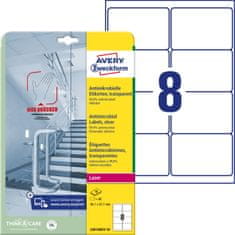 Avery Zweckform antibakterijske etikete L8014REV-10, 99.1 x 67.7 mm, transparentne, odstranljivo lepilo, 80 etiket/zavitek, A4, za tiskanje 