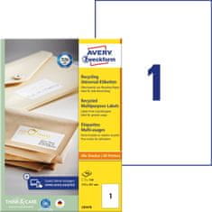 Avery Zweckform univerzalne reciklirane etikete LR3478, 210 x 297 mm, naravno bele, A4, za tiskanje