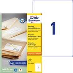 Avery Zweckform univerzalne reciklirane etikete LR3478, 210 x 297 mm, naravno bele