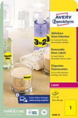 Avery Zweckform odstranljive etikete L6006-25, 210 x 297 mm, neonsko rumene, 25 etiket/zavitek, A4, barvne nalepke za tiskanje