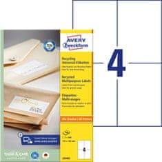 Avery Zweckform univerzalne reciklirane etikete LR3483, 105 x 148 mm, naravno bele, A4, za tiskanje