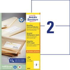 Avery Zweckform univerzalne reciklirane etikete LR3655, 210 x 148 mm, naravno bele, A4, za tiskanje