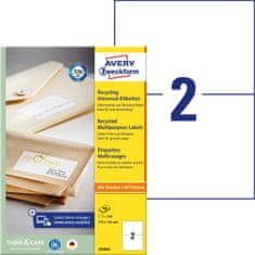 Avery Zweckform univerzalne reciklirane etikete LR3655, 210 x 148 mm, naravno bele