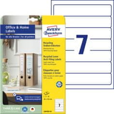 Avery Zweckform reciklirane etikete za registratorje LR4760-10, 192 x 38 mm, naravno bele, A4, za tiskanje