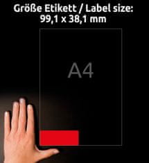 Avery Zweckform odstranljive etikete L7263R-25, 99.1 x 38.1 mm, neonsko rdeče, 350 etiket/zavitek, A4, barvne nalepke za tiskanje