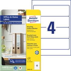 Avery Zweckform reciklirane etikete za registratorje LR4761-10, 192 x 61 mm, naravno bele, A4, za tiskanje