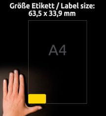 Avery Zweckform odstranljive etikete L6035-20, 63.5 x 33.9 mm, rumene, 480 etiket/zavitek, A4, barvne nalepke za tiskanje