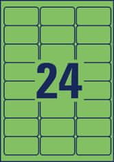 Avery Zweckform odstranljive etikete L6033-20, 63.5 x 33.9 mm, zelene, 480 etiket/zavitek, A4, barvne nalepke za tiskanje