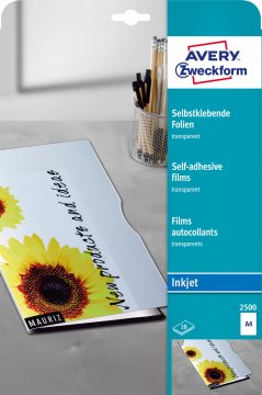 Avery Zweckform samolepilna transparentna folija 2500, 10 listov, za inkjet tiskalnike
