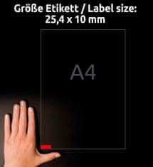 Avery Zweckform odstranljive etikete L6036-20, 25.4 x 10 mm, rdeče, 3780 etiket/zavitek, A4, barvne nalepke za tiskanje