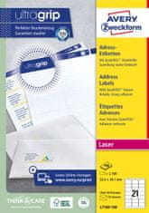 Avery Zweckform etikete L7160-100, 63.5 x 38.1 mm, bele, 2100 etiket/zavitek, A4, za tiskalnik