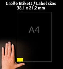 Avery Zweckform odstranljive etikete L7651Y-25, 38.1 x 21.2 mm, neonsko rumene, 1625 etiket/zavitek, A4, barvne nalepke za tiskanje