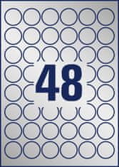 Avery Zweckform zelo odporne etikete L6129-20, okrogle fi 30 mm, srebrne etikete iz metaliziranega poliestra, A4, za tiskanje
