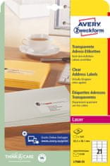 Avery Zweckform transparentne mat etikete L7560-25, 63.5 x 38.1 mm, A4, prozorne