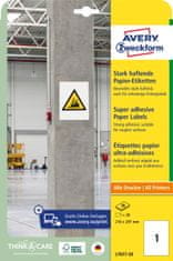 Avery Zweckform papirne etikete s super močnim lepilom L7877-20, 210 x 297 mm, 20 etiket/zavitek, A4