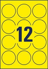 Avery Zweckform odstranljive etikete L7670Y-25, okrogle fi 63.5 mm, neonsko rumene, 300 etiket/zavitek