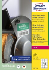 Avery Zweckform izjemno odporne etikete L7911-40, 45.7 x 21.2 mm, bele polietilenske etikete, A4, za tiskanje 