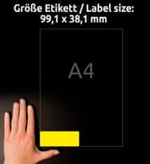 Avery Zweckform odstranljive etikete L7263YR-25, 99.1 x 38.1 mm, neonsko rumene, 350 etiket/zavitek, A4, barvne nalepke za tiskanje
