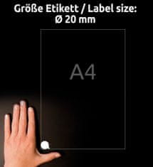 Avery Zweckform kontrolne etikete L7803-10, okrogle fi 20 mm, odstranljivo lepilo, 480 etiket/zavitek, A4, za tiskanje