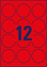Avery Zweckform odstranljive etikete L7670R-25, okrogle fi 63.5 mm, neonsko rdeče, 300 etiket/zavite, A4, barvne nalepke za tiskanje