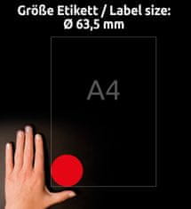 Avery Zweckform odstranljive etikete L7670R-25, okrogle fi 63.5 mm, neonsko rdeče, 300 etiket/zavite