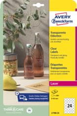Avery Zweckform transparentne etikete s svetlečim premazom L7780-25, okrogle fi 40 mm, A4, za tiskalnik
