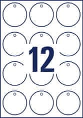Avery Zweckform viseče oznake T3004-10, okrogle fi 60 mm, 0.19 mm folija, 120 oznak/zavitek, A4, za obojestransko tiskanje