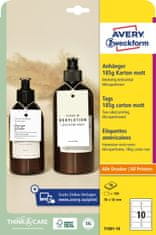 Avery Zweckform viseče oznake T1001-10, 90 x 50 mm, 185 g karton, 100 oznak/zavitek, A4, za obojestransko tiskanje