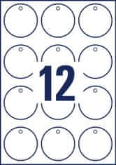 Avery Zweckform viseče oznake T2004-10, okrogle fi 60 mm, 220 g karton, 120 oznak/zavitek, A4, za obojestransko tiskanje