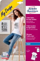 Avery Zweckform folije za preslikavo na svetle majice MD1001, 5 folij/zavitek, A4, za tiskanje