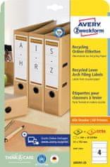 Avery Zweckform reciklirane etikete za registratorje LR4761-25, 192 x 61 mm, naravno bele, A4, za tiskanje