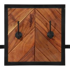 Vidaxl Stenski obešalnik za plašče 90x1x35 cm akacijev les in železo