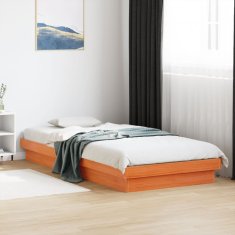 Greatstore LED posteljni okvir voščeno rjav 90x200 cm trdna borovina