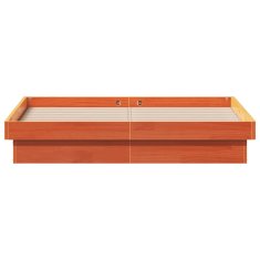 Greatstore LED posteljni okvir voščeno rjav 140x200 cm trdna borovina