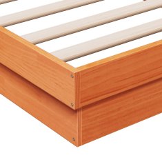 Greatstore LED posteljni okvir voščeno rjav 200x200 cm trdna borovina