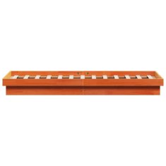 Greatstore LED posteljni okvir voščeno rjav 135x190 cm trdna borovina