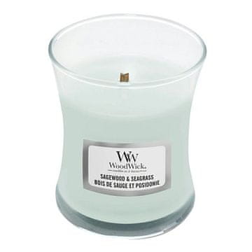 Woodwick Svíčka oválná váza , Šalvějové dřevo a mořská tráva, 85 g