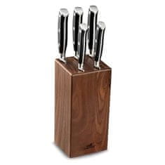 Blok na nože Lion Sabatier International, 663880 TOLEDE, blok na nože, + 5 nožů Ysis, ořechové a borovicové dřevo