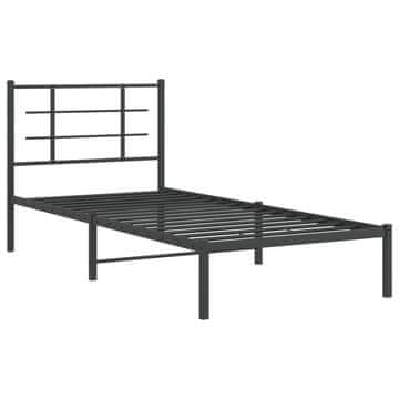Vidaxl Kovinski posteljni okvir z vzglavjem črn 90x200 cm