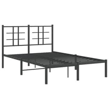 Vidaxl Kovinski posteljni okvir z vzglavjem črn 120x190 cm