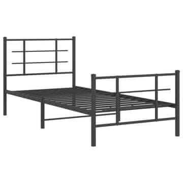 Vidaxl Kovinski posteljni okvir z vzglavjem in vznožjem črn 90x200 cm