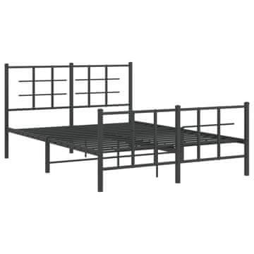 Vidaxl Kovinski posteljni okvir z vzglavjem in vznožjem črn 140x190 cm