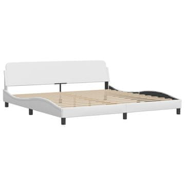 Vidaxl Posteljni okvir Dover bel 200x200 cm umetno usnje