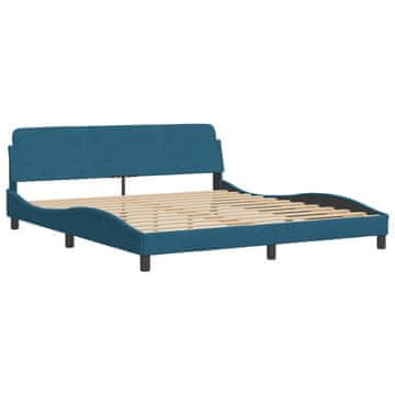 Vidaxl Posteljni okvir z vzglavjem Dover moder 180x200 cm žamet